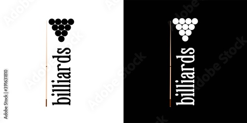Billiards and snooker sports emblem with text for sporting logo and leisure design