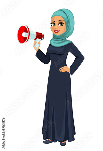 Beautiful Muslim businesswoman cartoon character