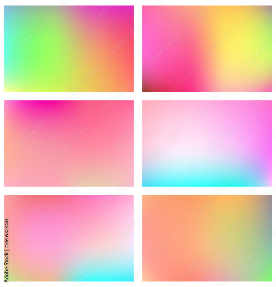Set of bright gradient blurred colours background