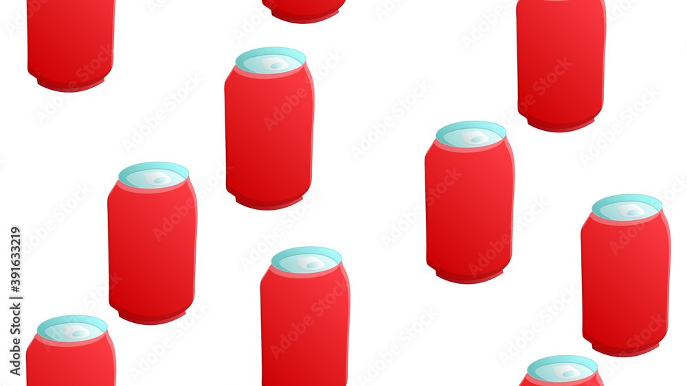 Soda drink seamless pattern. Repeating background with canned beverages (carbonated drinks). Patches, badges, pins, stickers. Red background Soda drink seamless pattern. Repeating background with canned beverages (carbonated drinks). Patches, badges, pins, stickers. Red background