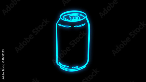 Glowing neon beer can icon. Led luminous sign for signboard or night bar. Vector isolated illustration