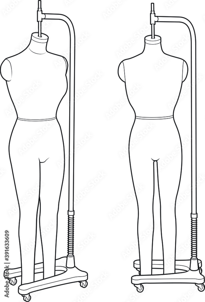 Female dress form line illustration Female dress form line illustration