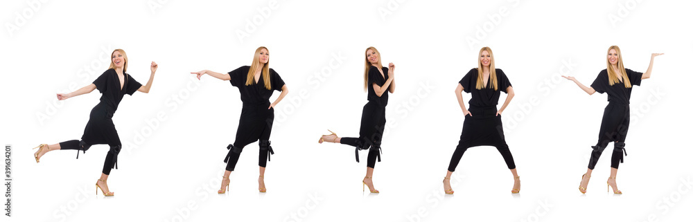 Pretty young woman in black clothing isolated on white Pretty young woman in black clothing isolated on white