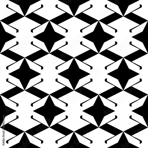 Seamless pattern. Stars, figures ornament. Geometrical backdrop. Simple shapes background. Geometric wallpaper. Ethnic motif. Digital paper, textile print, web design, abstract illustration. Vector.