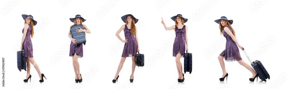 Woman ready for summer holiday isolated on white Woman ready for summer holiday isolated on white