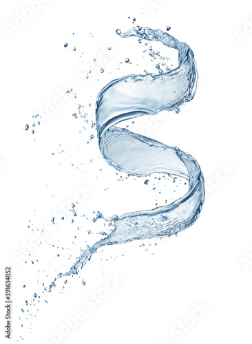 spiral water splash isolated on white background
