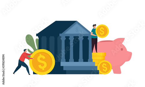 Money saving concept. Deposit. Piggy bank. Banking and financial services. vector illustration on white background.