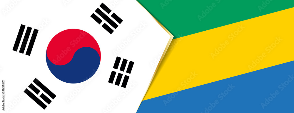 South Korea and Gabon flags, two vector flags. South Korea and Gabon flags, two vector flags.