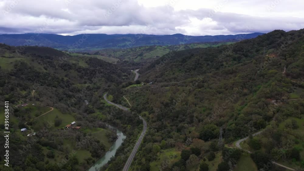 Drone Scenic View of a Mountain Highway in California
