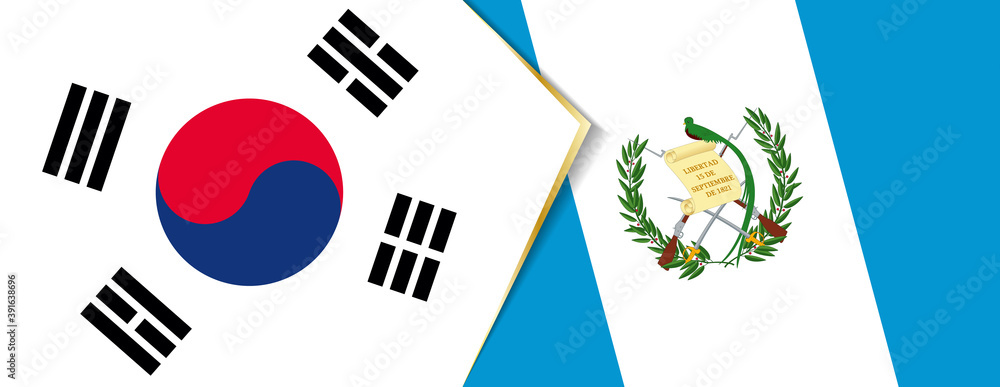 South Korea and Guatemala flags, two vector flags. South Korea and Guatemala flags, two vector flags.