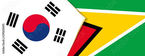 South Korea and Guyana flags, two vector flags.