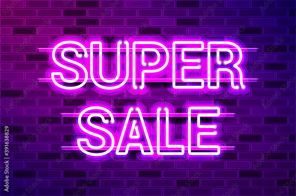 SUPER SALE glowing purple neon lamp sign SUPER SALE glowing purple neon lamp sign
