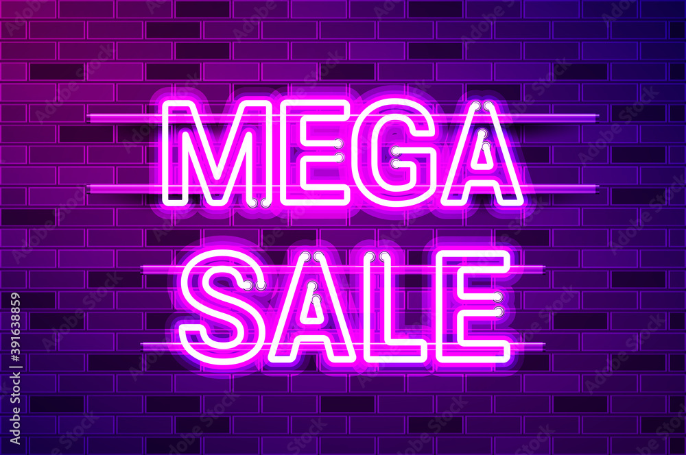 MEGA SALE glowing purple neon lamp sign MEGA SALE glowing purple neon lamp sign