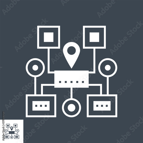 Sitemap Navigation Related Vector Glyph Icon. Isolated on Black Background. Vector Illustration.