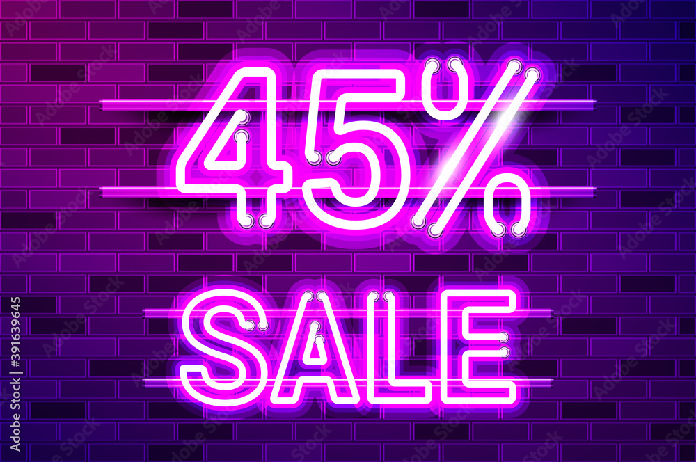 45 percent SALE glowing purple neon lamp sign 45 percent SALE glowing purple neon lamp sign