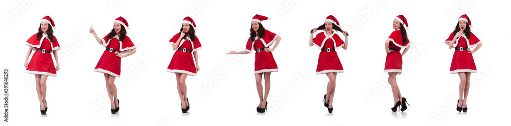 Snow girl santa in christmas concept isolated on white Snow girl santa in christmas concept isolated on white