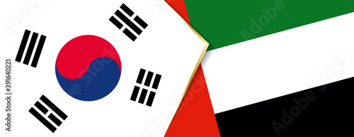 South Korea and United Arab Emirates flags, two vector flags.