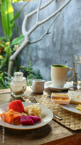 Traditional tourist breakfast in Bali