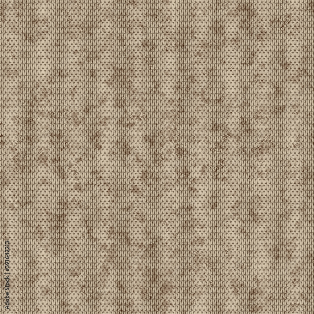 Fototapeta premium Winter seamless knitted shabby and melange pattern, beige