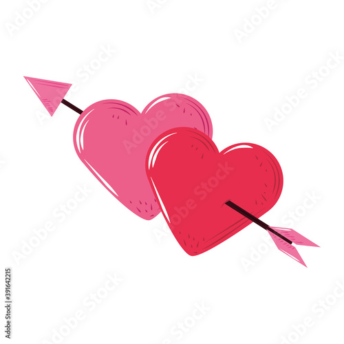 cute hearts pierced arrow cartoon decoration icon
