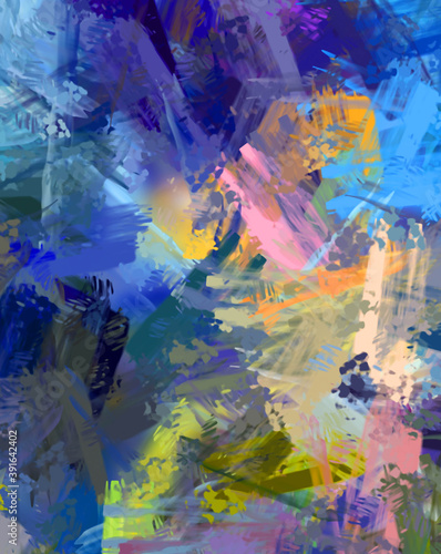 Brushed Painted Abstract Background. Brush stroked painting. Artistic vibrant and colorful wallpaper.. © Hybrid Graphics