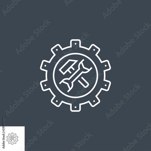 Technical Support Related Vector Thin Line Icon. Isolated on Black Background. Editable Stroke. Vector Illustration.