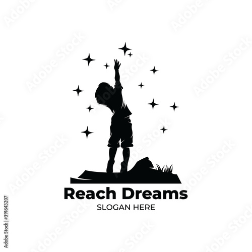 Little kids reaching star logo