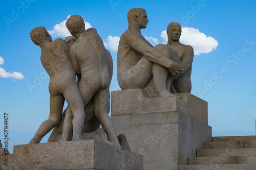 Intertwined human figures, detail of the Monolith by Gustav Vigeland, Frogner Park, Oslo,Norway,scandinavia,Europe photo