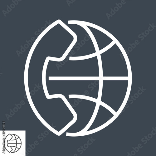 International Call Thin Line Vector Icon. Flat icon isolated on the black background. Editable EPS file. Vector illustration.