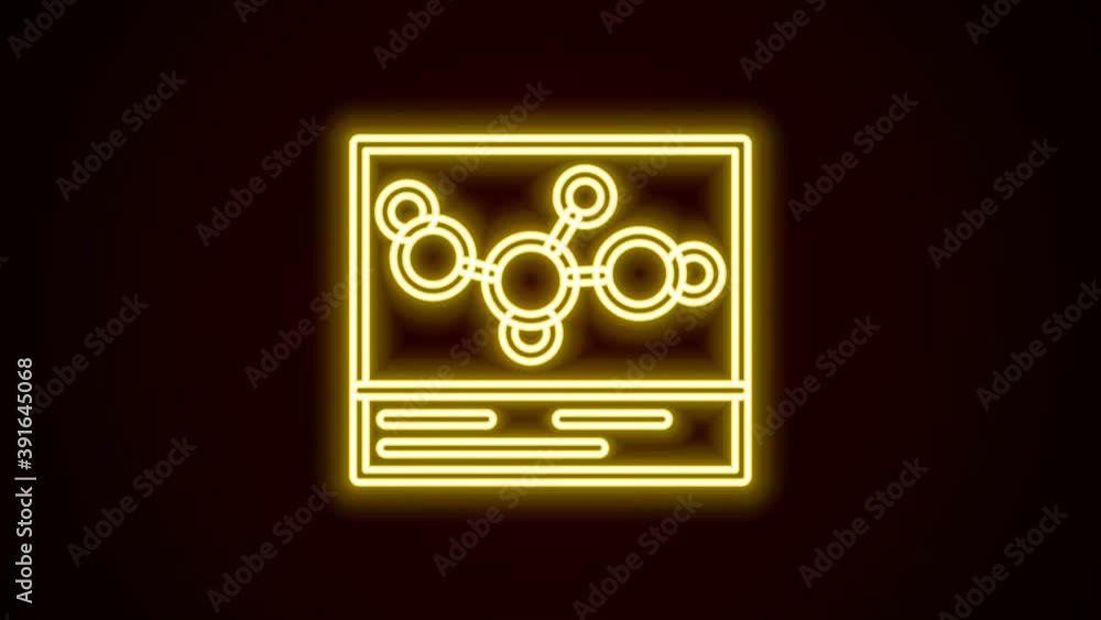 Glowing neon line Chemical formula icon isolated on black background. Abstract hexagon for innovation medicine, health, research and science. 4K Video motion graphic animation Glowing neon line Chemical formula icon isolated on black background. Abstract hexagon for innovation medicine, health, research and science. 4K Video motion graphic animation