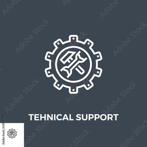 Technical support icon vector. Flat icon isolated on the black background. Editable EPS file. Vector illustration.