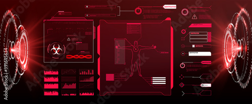 2020. Vector HUD, GUI. Hi-tech futuristic display. Tech and science, analysis theme. Digital user interface. 