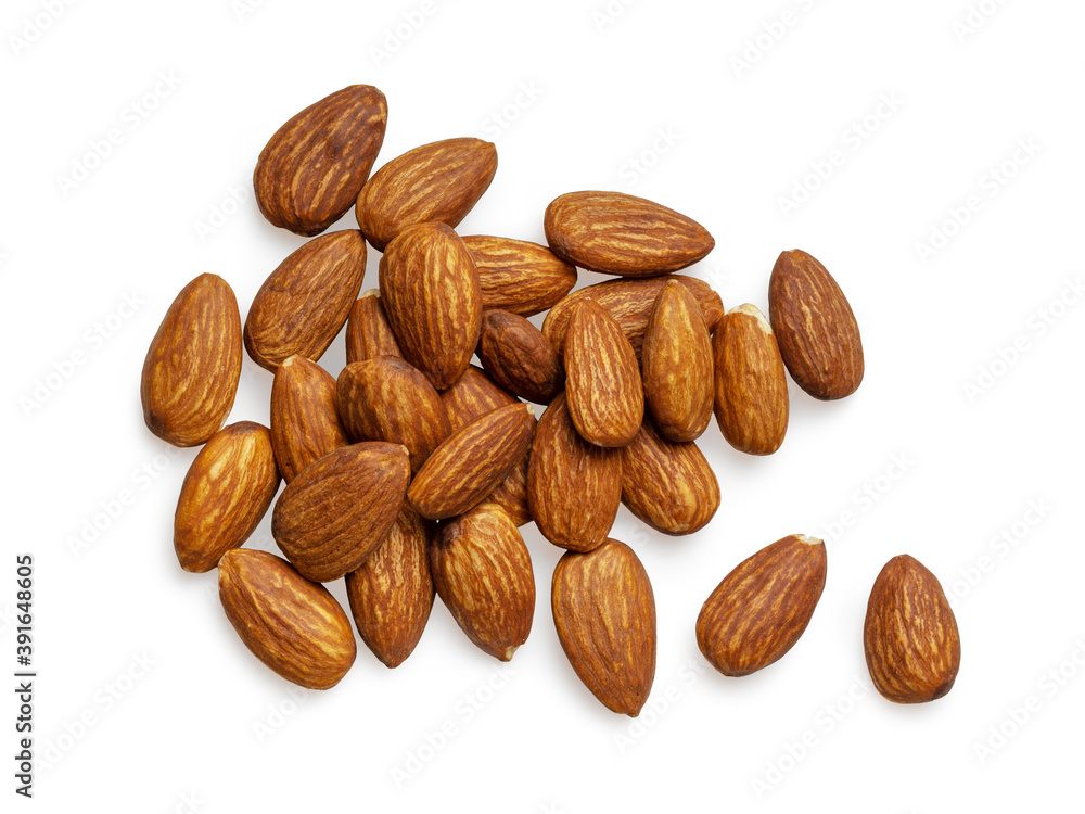 Clean isolated almond on white background for scene generator Clean isolated almond on white background for scene generator