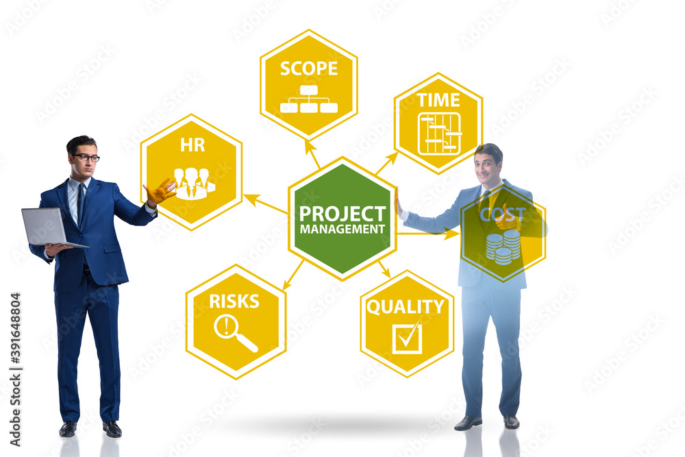Concept of project management with businessman Concept of project management with businessman