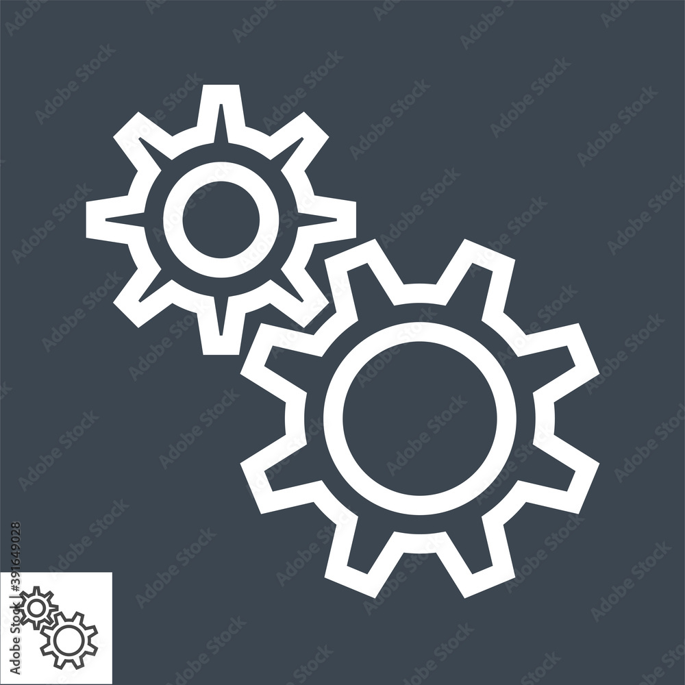 Gear Related Vector Glyph Icon. Isolated on Black Background. Vector Illustration.