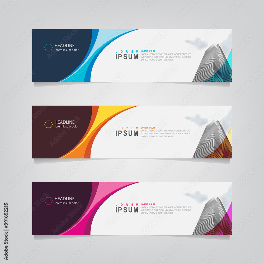 Vector abstract web banner design template. Collection of web banner template. Abstract geometric web design banner template isolated on grey background. Header - landing page Web Design Elements Vector abstract web banner design template. Collection of web banner template. Abstract geometric web design banner template isolated on grey background. Header - landing page Web Design Elements