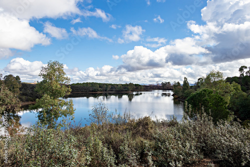 Puerto Leon reservoir in La Zarza-Perrunal village, Huelva, Andalusia, Spain photo