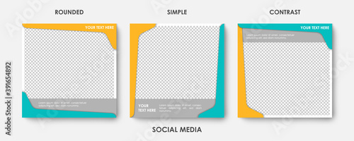 Social media editable post banner. Web banners for social media. Clear and simple colorful rounded design, vector illustration.