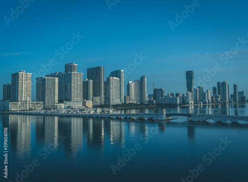 city harbour bridge miami florida reflections sea colors blue 