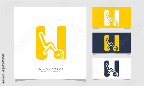 Letter W physical fitness vector logo design template with fitness icon, Graphic designer studio Concept.
