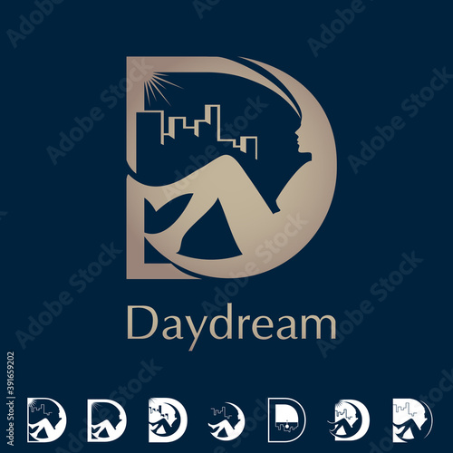 D letter based symbol Daydream concept vector set