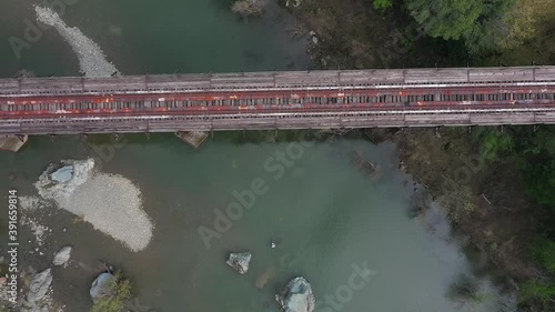 Retired Train Bridge near Ukiah California Drone Scenic View photo