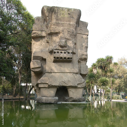 Aztec sculpture at the entrance of the Anthropology Museum in Mexico City, Mexico. photo