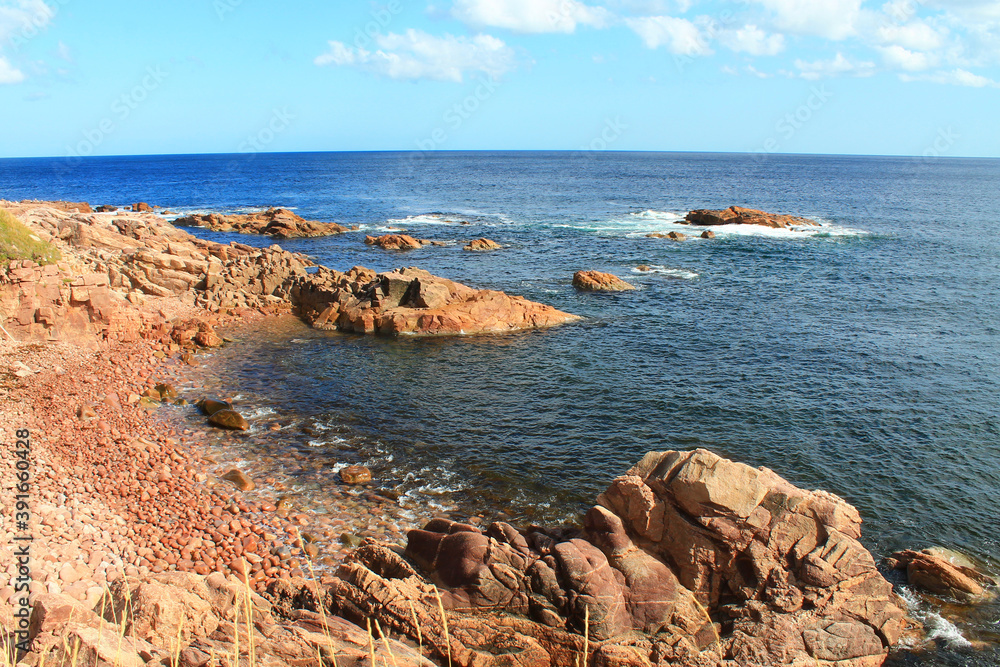 Red rocks on the coastline