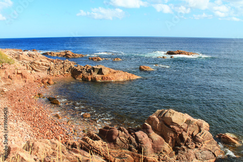 Red rocks on the coastline