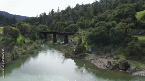 Retired Train Bridge near Ukiah California Drone Scenic View photo