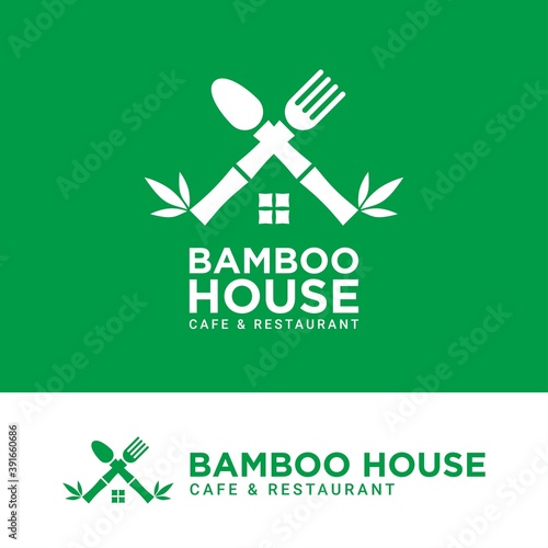 Bamboo House Cafe and Restaurant Logo Design. photo