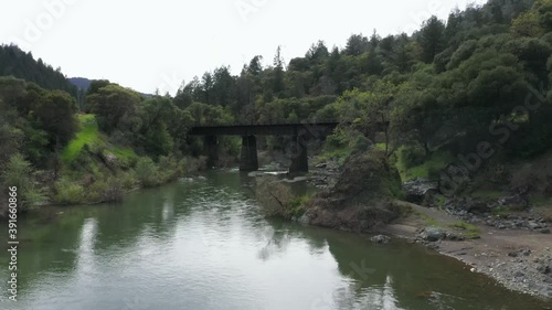 Retired Train Bridge near Ukiah California Drone Scenic View photo