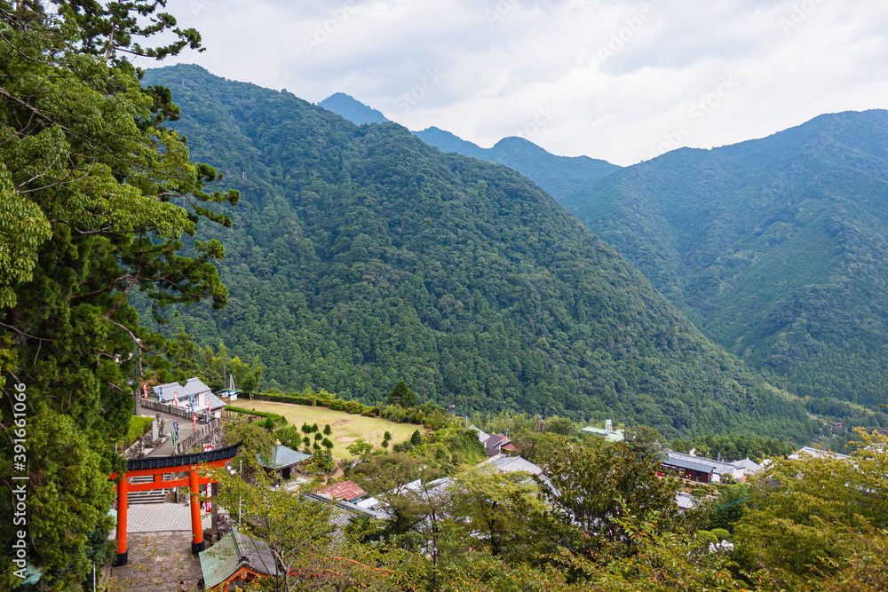 日本　和歌山県那智勝浦町、熊野那智⼤社からの景色