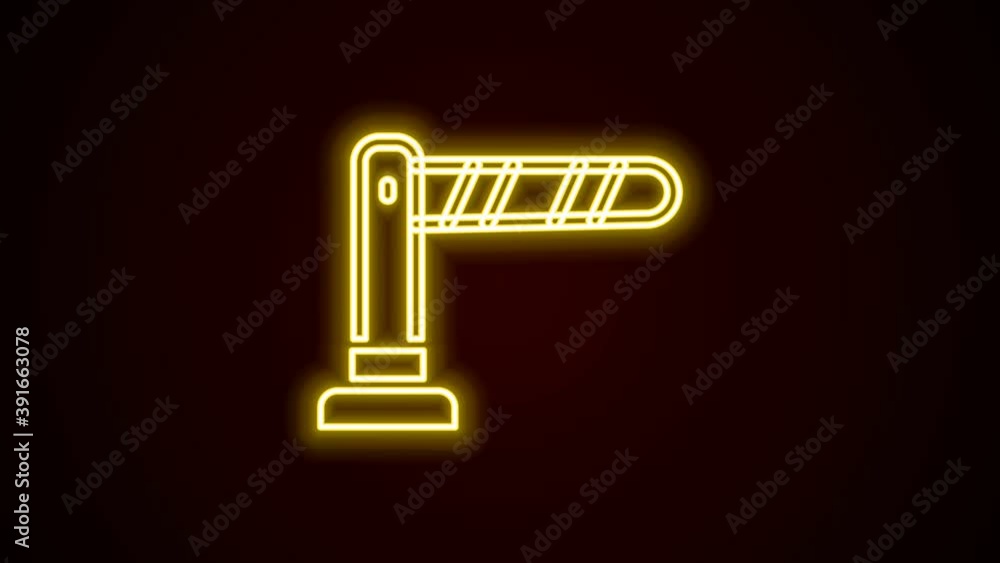 Glowing neon line Railway barrier icon isolated on black background. 4K Video motion graphic animation Glowing neon line Railway barrier icon isolated on black background. 4K Video motion graphic animation
